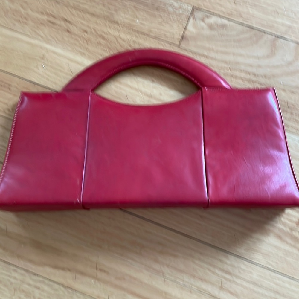 Vintage Lenox Top Handle Handbag in Red Leather